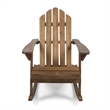 Outdoor Adirondack Rocking Chair- Slatted Back- Slope Arms- Dark Brown Wood