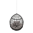 Castic Outdoor Hanging Chair- 46 Inch Rattan Frame- Black Iron- Gray