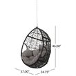 Castic Outdoor Hanging Chair- 46 Inch Rattan Frame- Black Iron- Gray