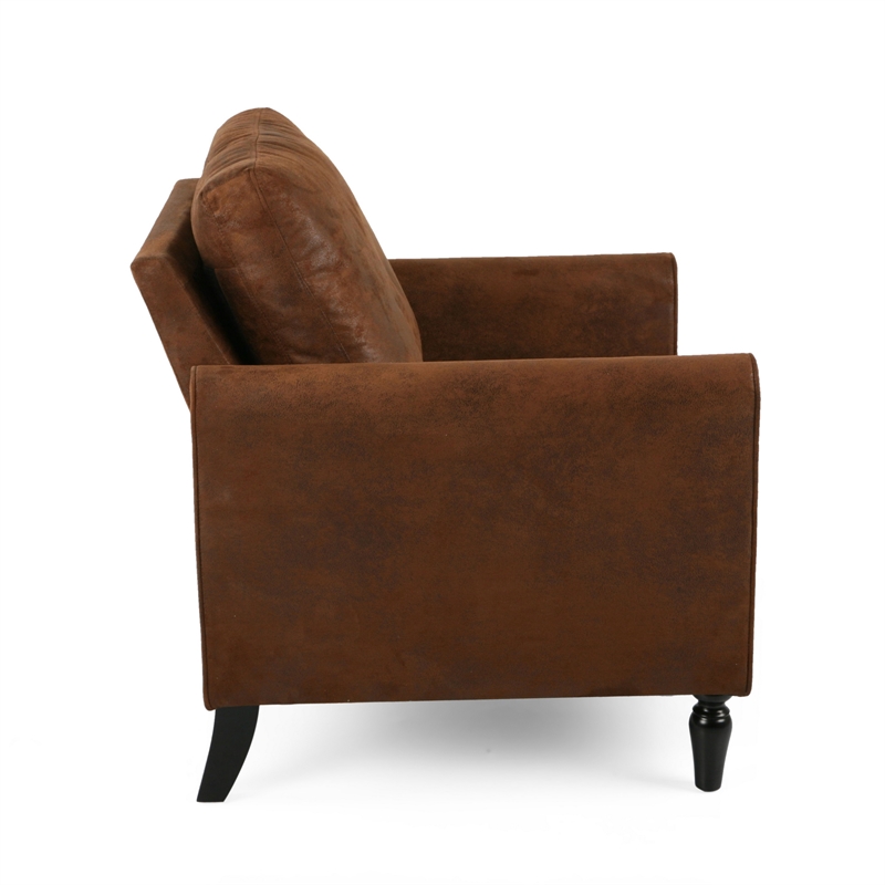 Ada Accent Chair- Plush Pillow Back- Textured Brown Microfiber Design