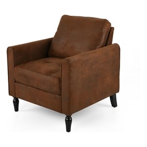Ada Accent Chair- Plush Pillow Back- Textured Brown Microfiber Design
