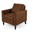 Ada Accent Chair- Plush Pillow Back- Textured Brown Microfiber Design