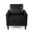 Ada Accent Chair- Plush Pillow Back- Textured Black Microfiber Design