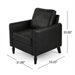 Ada Accent Chair- Plush Pillow Back- Textured Black Microfiber Design