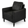 Ada Accent Chair- Plush Pillow Back- Textured Black Microfiber Design