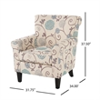Accent Club Chair- Classic Rolled Arms- Floral White and Blue Fabric Design