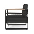 Accent Club Chair- Slat Panel Design- Modern Open Back- Aluminum Black Wood