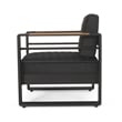 Accent Club Chair- Slat Panel Design- Modern Open Back- Aluminum Black Wood