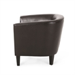 Accent Club Chair- Curved Round Back- Birch Wood- Rich Brown Faux Leather