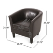 Accent Club Chair- Curved Round Back- Birch Wood- Rich Brown Faux Leather