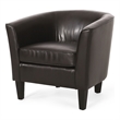 Accent Club Chair- Curved Round Back- Birch Wood- Rich Brown Faux Leather