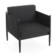 Jackie Outdoor Club Accent Chair- Black- Dark Gray Cushions- Aluminium