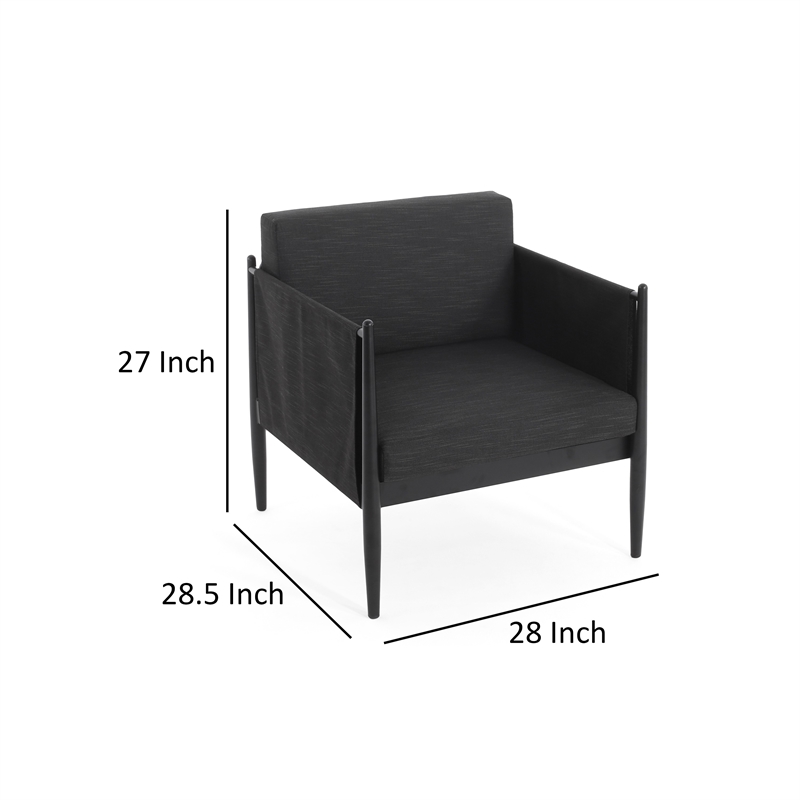 Jackie Outdoor Club Accent Chair- Black- Dark Gray Cushions- Aluminium