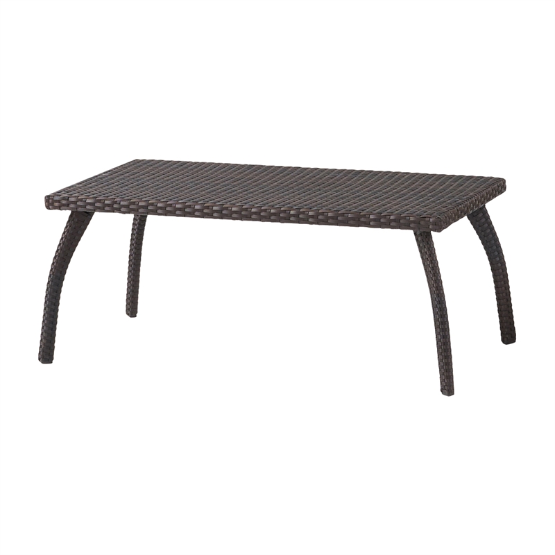 Honi 4pc Outdoor Table Set- 2 Accent Chairs 1 Loveseat- Brown Rattan- Iron