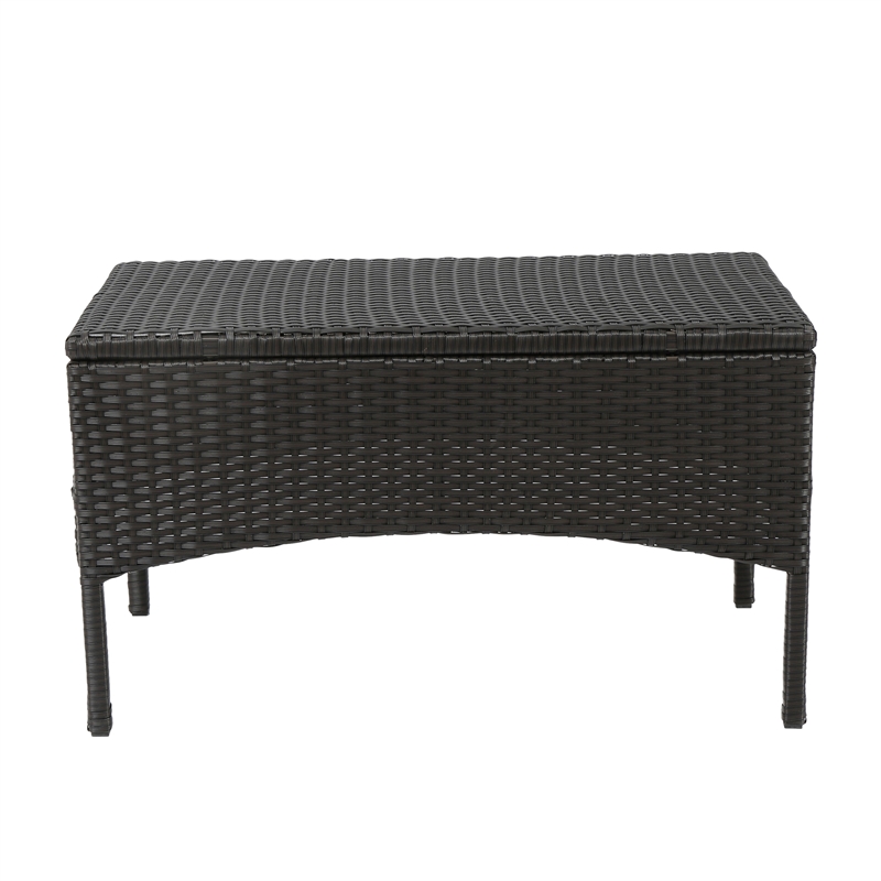 Orry 4pc Outdoor Table Set- 1 Loveseat- 2 Accent Chairs- Tan- Brown Rattan