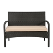 Orry 4pc Outdoor Table Set- 1 Loveseat- 2 Accent Chairs- Tan- Brown Rattan