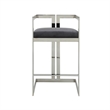Suki 30 Inch Barstool Chair- Gray Velvet Seat- Silver Stainless Steel