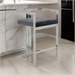Suki 30 Inch Barstool Chair- Gray Velvet Seat- Silver Stainless Steel