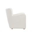 Molly 33 Inch Lounge Chair- White Boucle Fabric- Wing Back Design- Wood