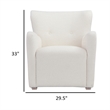 Molly 33 Inch Lounge Chair- White Boucle Fabric- Wing Back Design- Wood