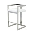Suki 30 Inch Barstool Chair- White Faux Leather- Silver Stainless Steel