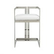 Suki 26 Inch Counter Stool Chair- White Faux Leather- Stainless Steel