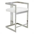 Suki 26 Inch Counter Stool Chair- White Faux Leather- Stainless Steel