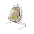 Sia 69 Inch Outdoor Swing Hanging Loveseat Chair- Rattan Basket Seat- White