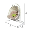 Sia 69 Inch Outdoor Swing Hanging Loveseat Chair- Rattan Basket Seat- White