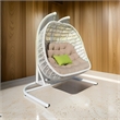 Sia 69 Inch Outdoor Swing Hanging Loveseat Chair- Rattan Basket Seat- White