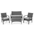 Orry 4pc Outdoor Table Set- 1 Loveseat- 2 Accent Chairs- Dark Gray Finish