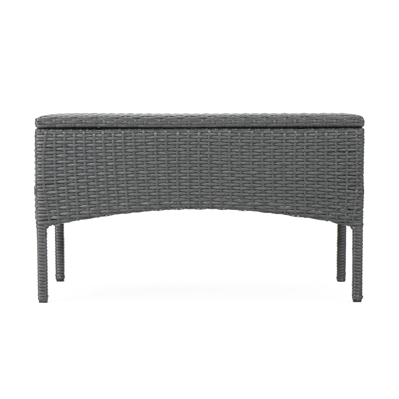 Orry 4pc Outdoor Table Set- 1 Loveseat- 2 Accent Chairs- Dark Gray Finish