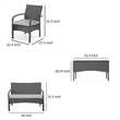 Orry 4pc Outdoor Table Set- 1 Loveseat- 2 Accent Chairs- Dark Gray Finish