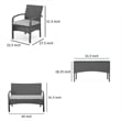Orry 4pc Outdoor Table Set- 1 Loveseat- 2 Accent Chairs- Dark Gray Finish