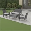 Orry 4pc Outdoor Table Set- 1 Loveseat- 2 Accent Chairs- Dark Gray Finish