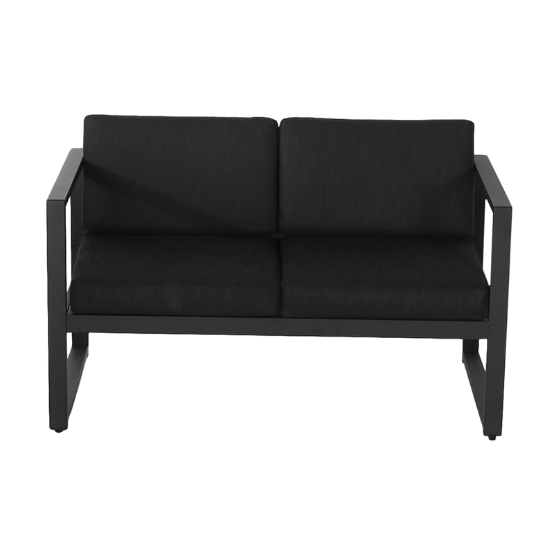 Novi 3pc Outdoor Set- 1 Loveseat- 2 Accent Chairs- Dark Gray Fabric- Metal