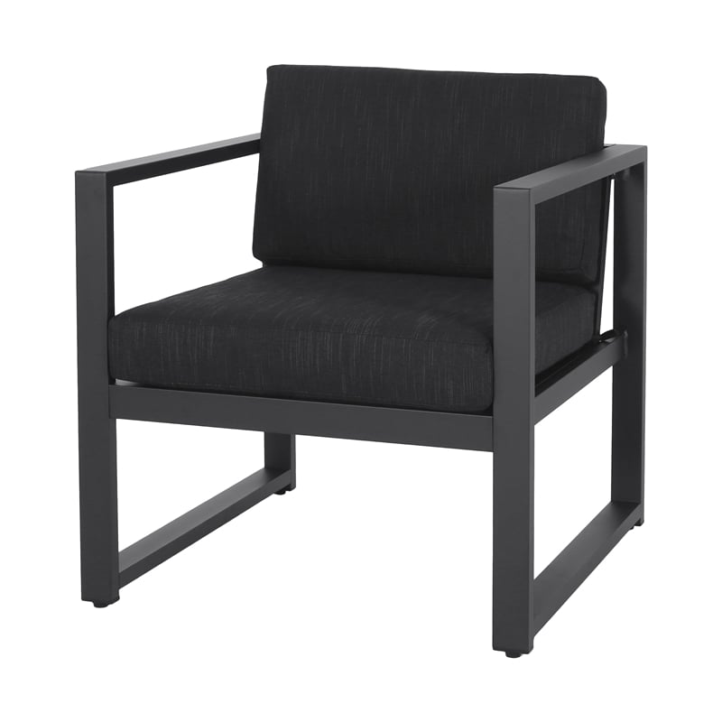 Novi 3pc Outdoor Set- 1 Loveseat- 2 Accent Chairs- Dark Gray Fabric- Metal