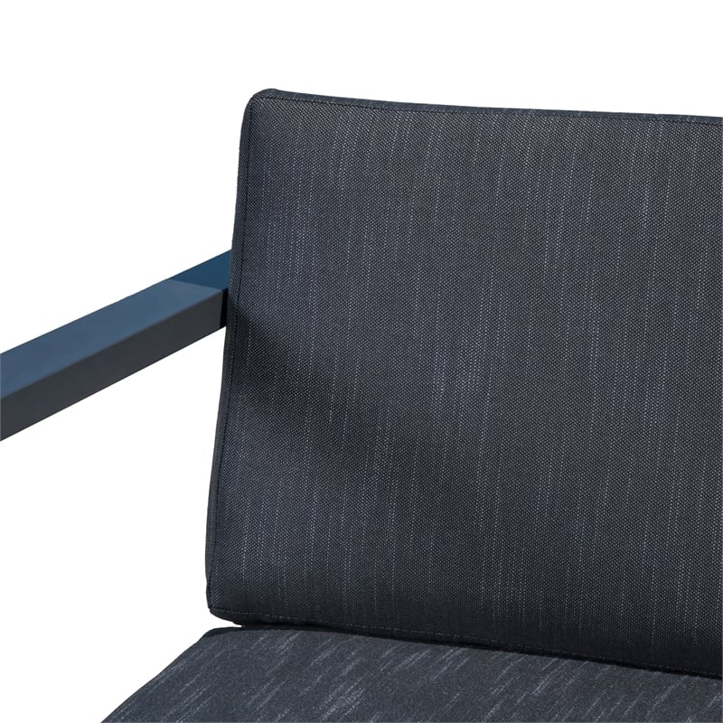 Novi 3pc Outdoor Set- 1 Loveseat- 2 Accent Chairs- Dark Gray Fabric- Metal