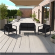 Novi 3pc Outdoor Set- 1 Loveseat- 2 Accent Chairs- Dark Gray Fabric- Metal