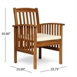 Gerry Dining Chair- Traditional Slat Design Brown Acacia Wood- Beige Fabric