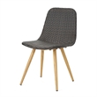 Illa Side Dining Chair- Modern Style Iron Legs- Dark Gray Wicker Rattan
