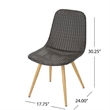 Illa Side Dining Chair- Modern Style Iron Legs- Dark Gray Wicker Rattan