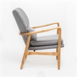 Keya Accent Chair- 1 Pillow- Gray- Button Tufted Back- Light Brown Wood