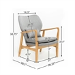 Keya Accent Chair- 1 Pillow- Gray- Button Tufted Back- Light Brown Wood