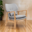 Keya Accent Chair- 1 Pillow- Gray- Button Tufted Back- Light Brown Wood