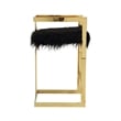 Suki 30 Inch Barstool Chair- Black Faux Fur Seat- Gold Cantilever Base