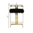 Suki 30 Inch Barstool Chair- Black Faux Fur Seat- Gold Cantilever Base