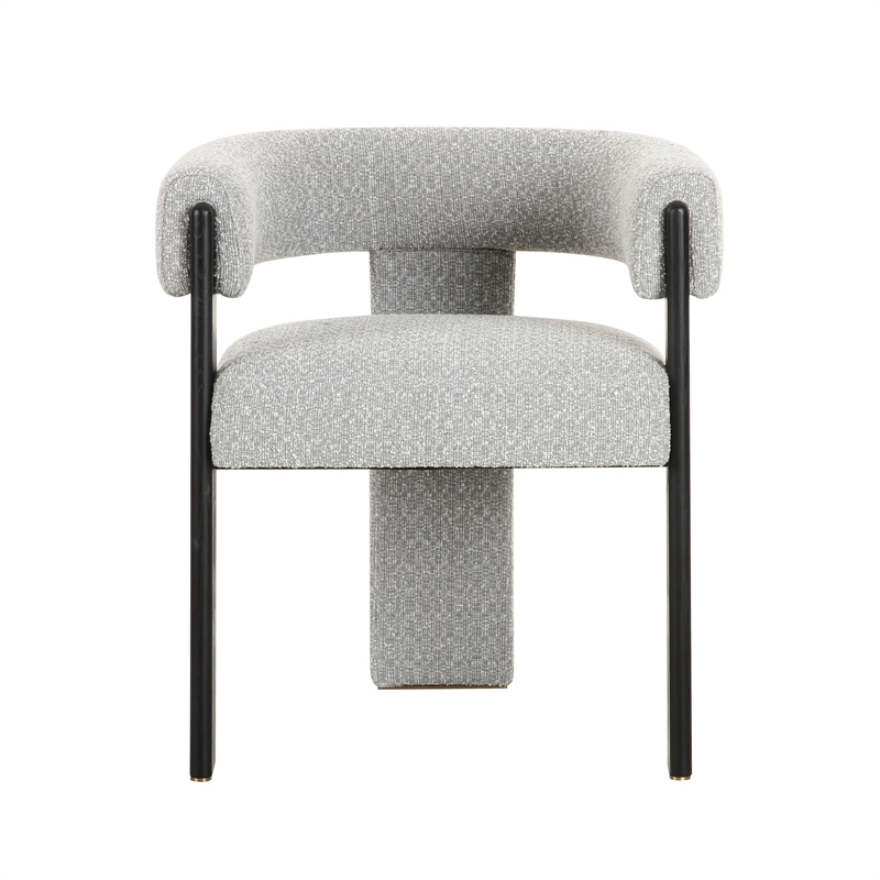 Anta Dining Chair- Curved Modern Art Style- Light Gray Polyester Blend