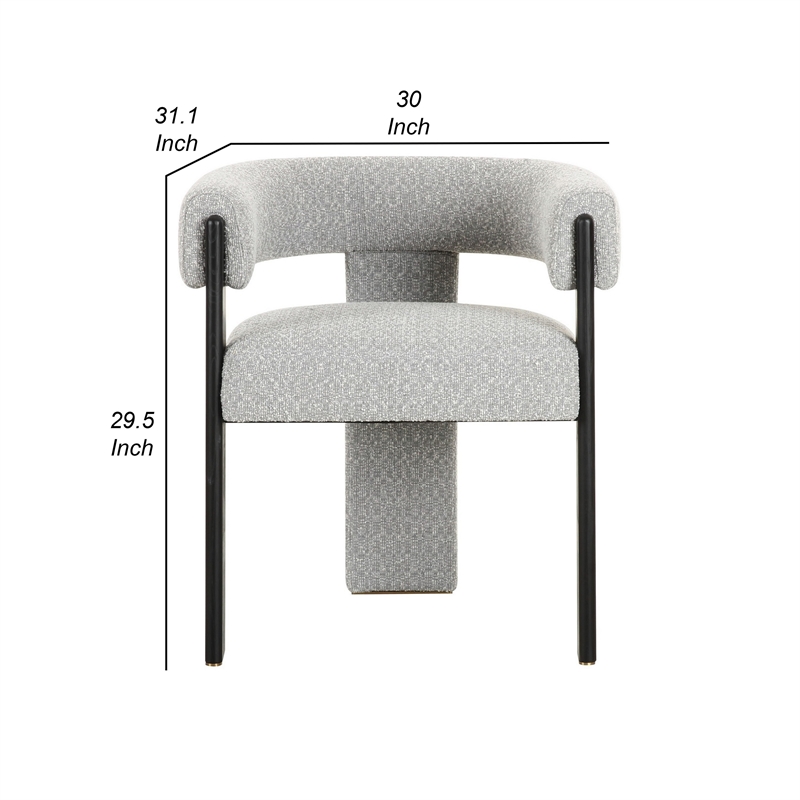 Anta Dining Chair- Curved Modern Art Style- Light Gray Polyester Blend