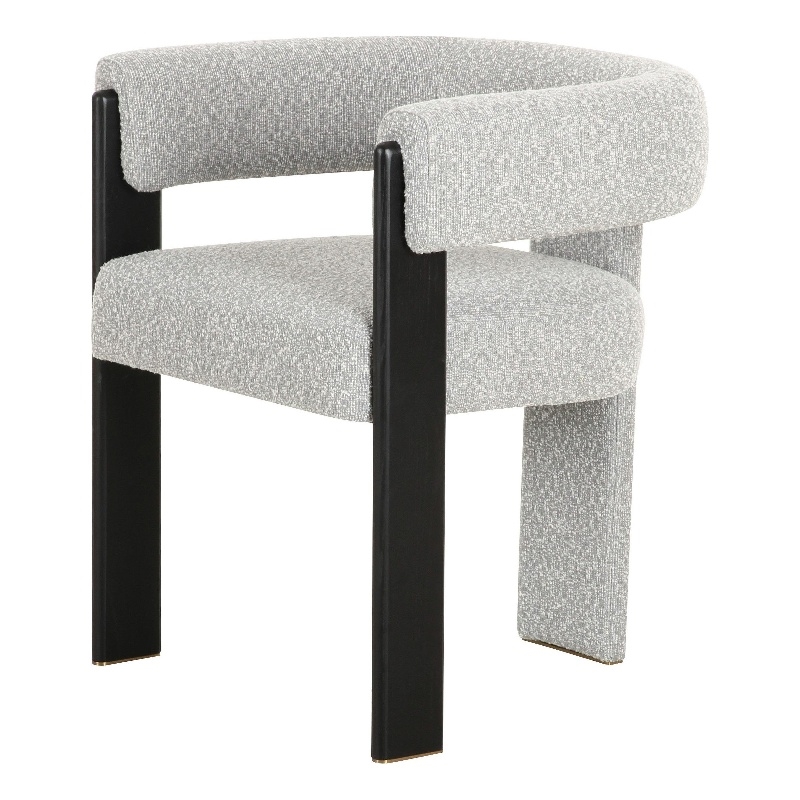 Anta Dining Chair- Curved Modern Art Style- Light Gray Polyester Blend